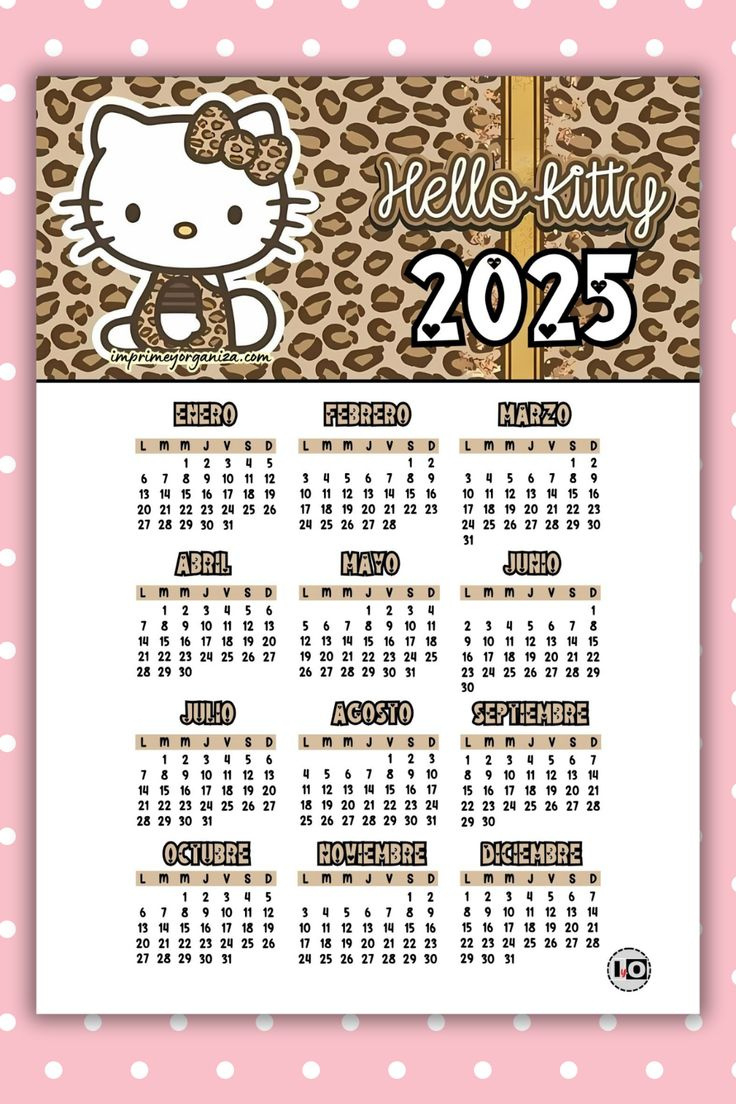 Calendario 2025 Hello Kitty Animal Print intended for Hello Kitty December 2025 Calendar