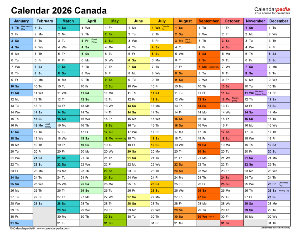 2026 Calendar Printable Free Canada | Printable Calendars