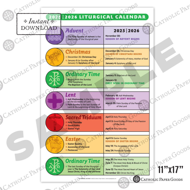 Liturgical Color Calendar 2026