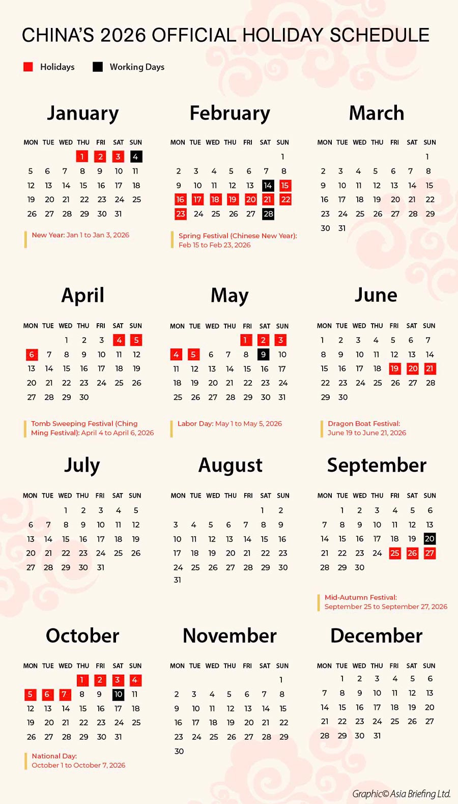 China 2026 Public Holiday Schedule throughout China Working Calendar 2026