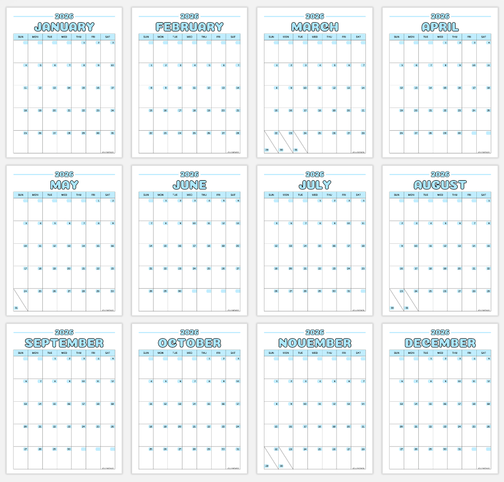 Colorful Calendar Printable Templates For 2026 - Jellymemos with General Blue Free Printable 2026 Calendar