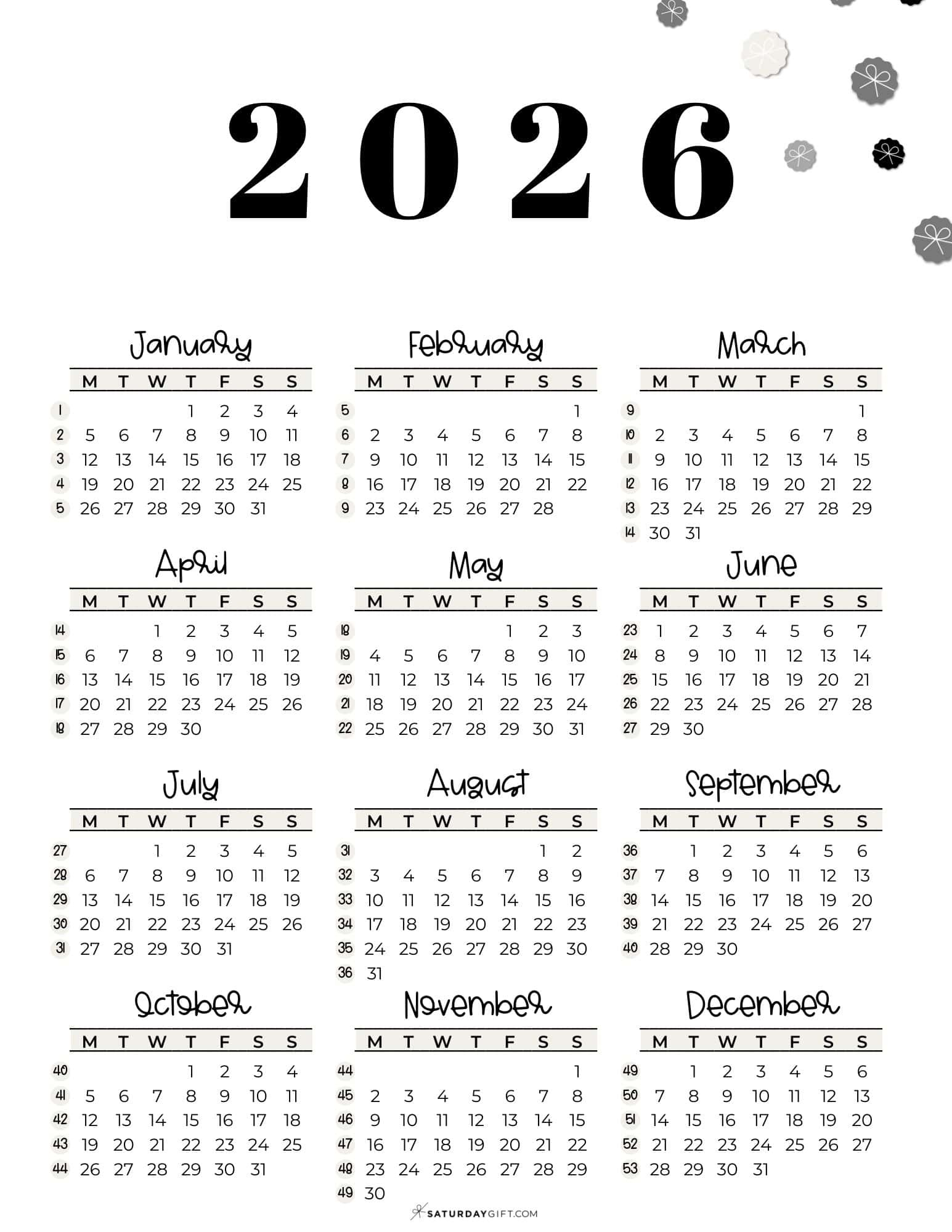 Current Week Number - What Week Of The Year Is It? intended for 2026 Calendar With Week Numbers Printable