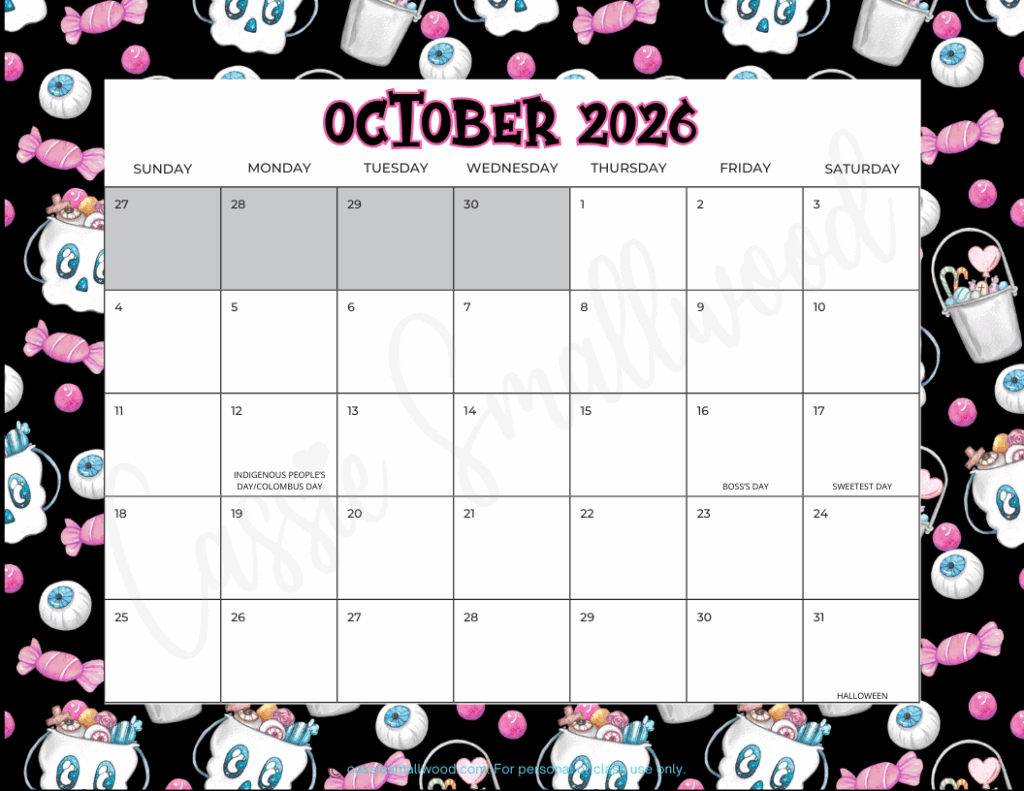 Cute Free Printable 2026 Monthly Calendar (Blank &amp;amp; With Holidays intended for 2026 Calendar Printable with Holidays Cute