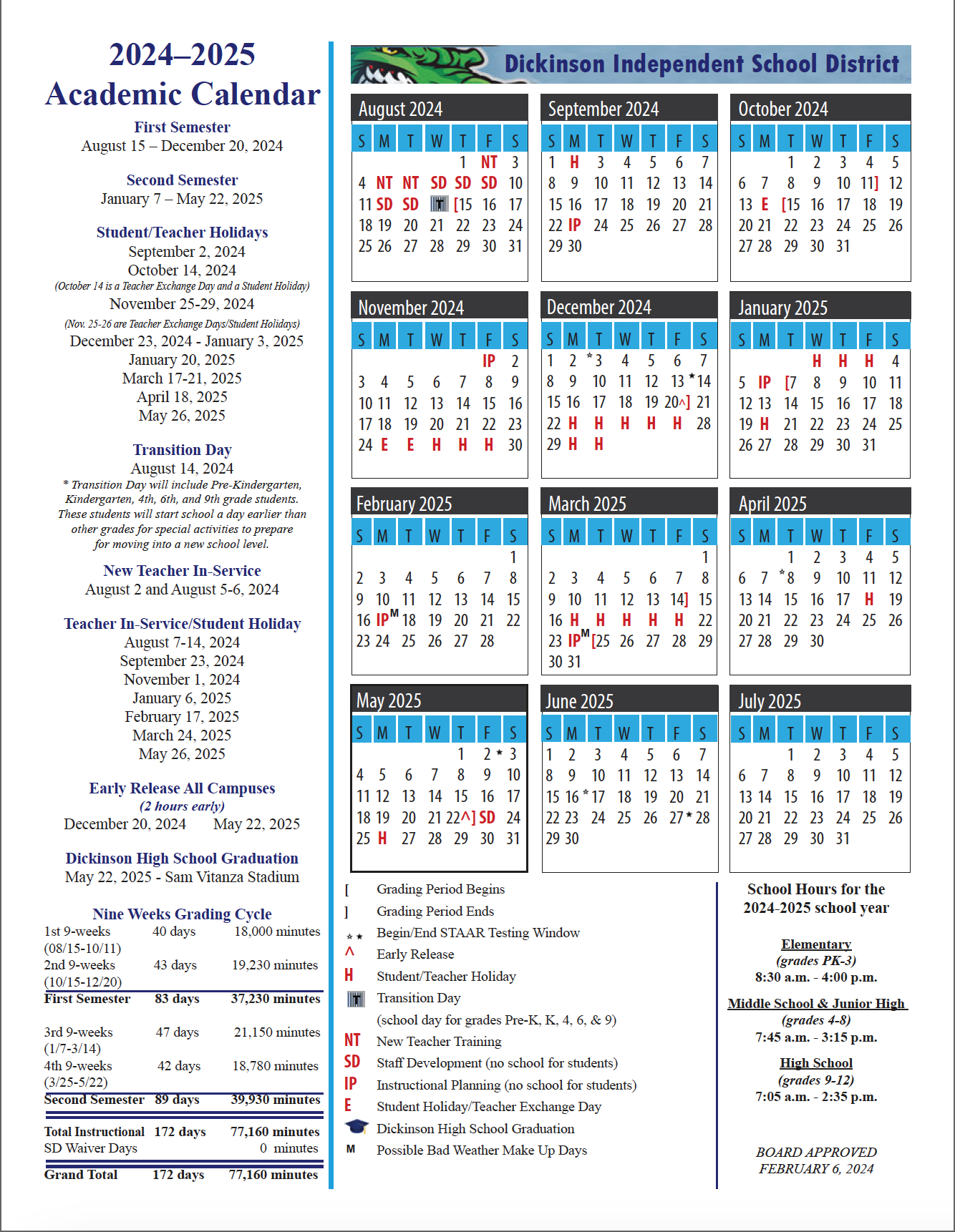 Dickinson Independent School District intended for Disd 2025 to 2026 Calendar Printable
