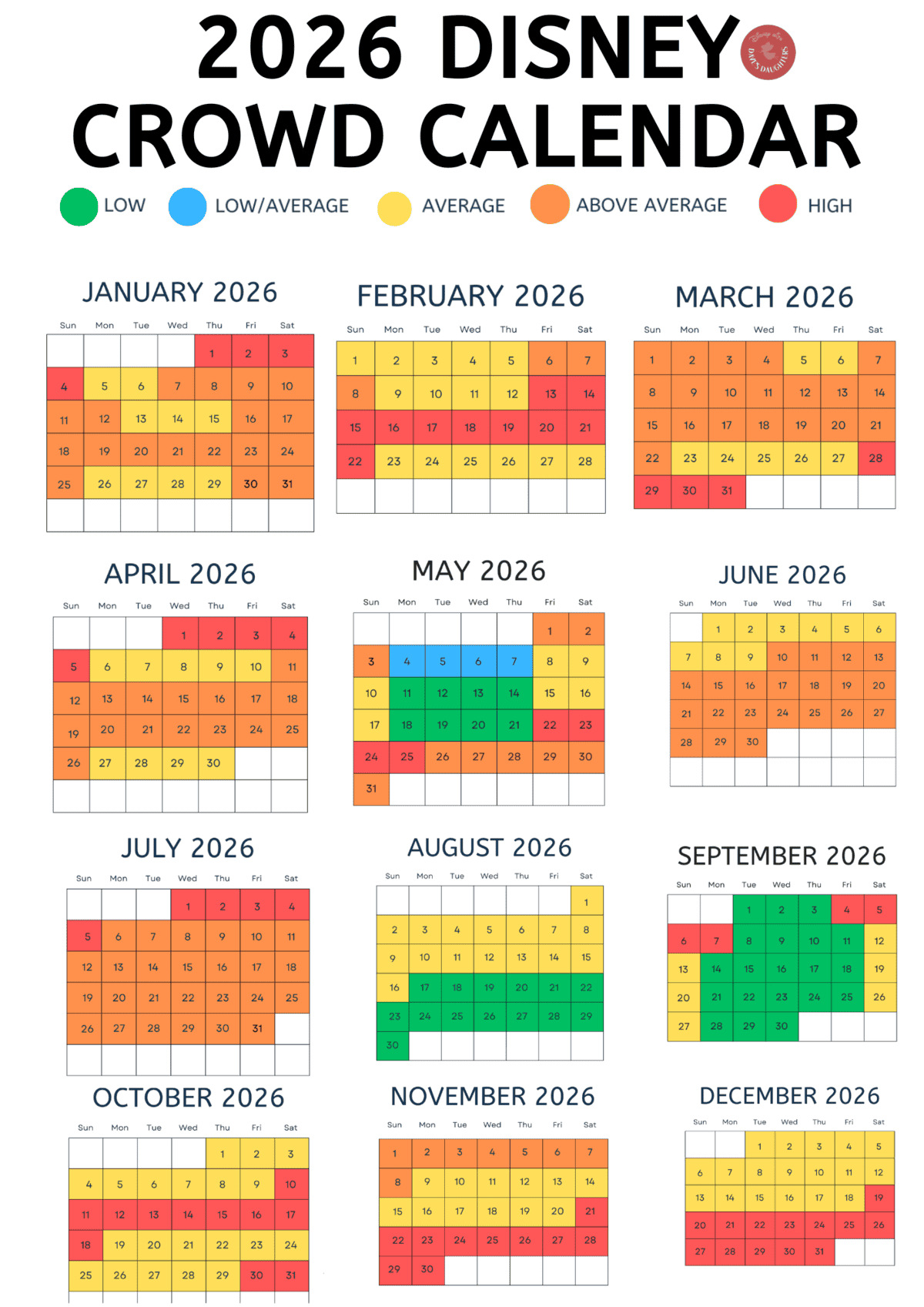 Disney World Crowd Calendar 2026 throughout WDW Attendance Calendar 2026
