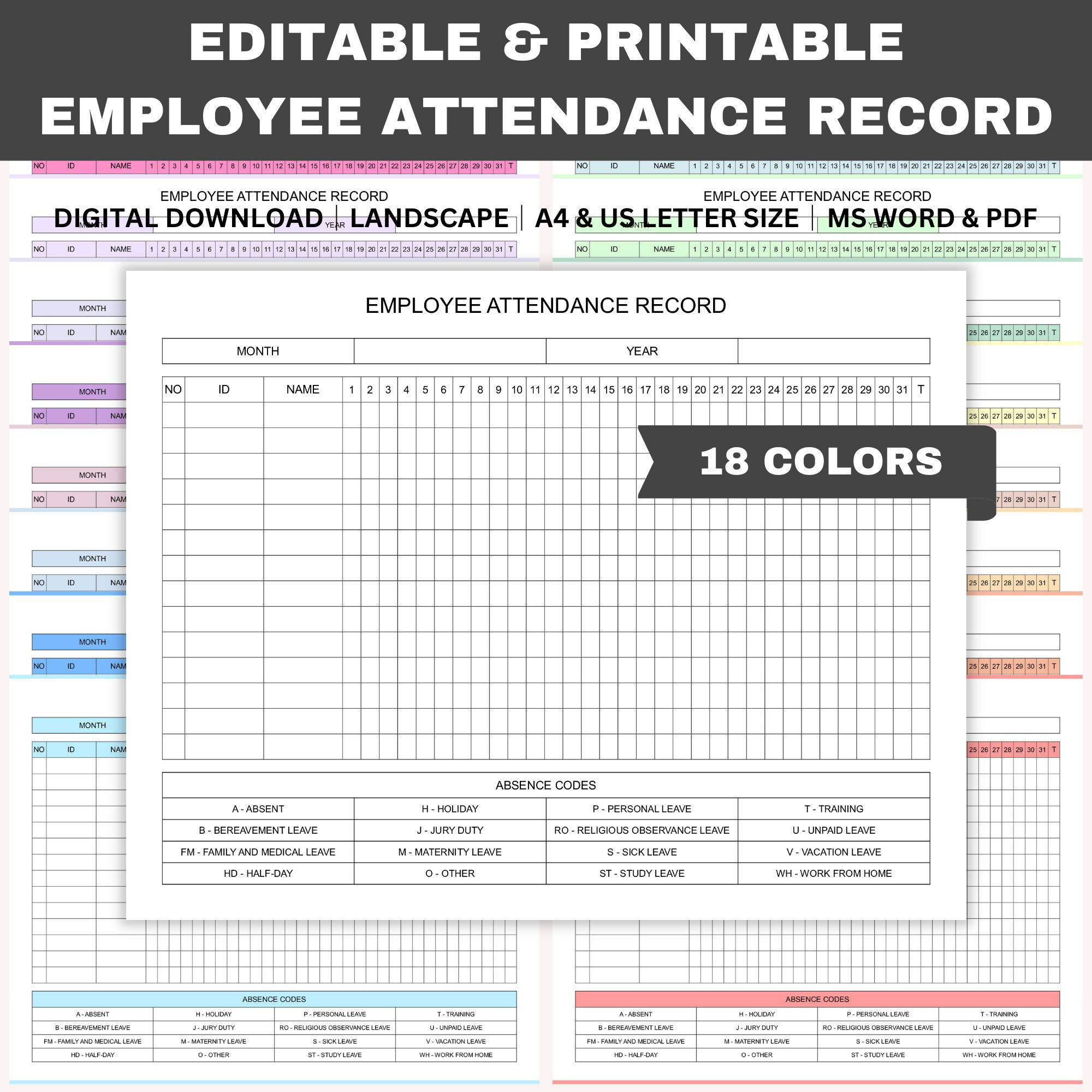Employee Records Download - Etsy Uk pertaining to PPE 2026 Employee Attendance Calendar