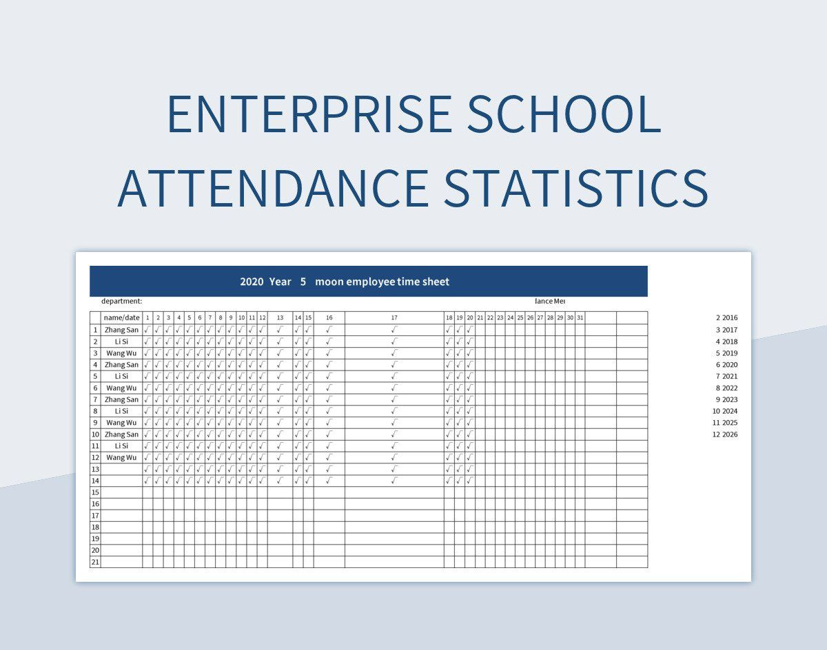 Enterprise School Attendance Statistics Excel Template And Google within School Attendance Data 2026
