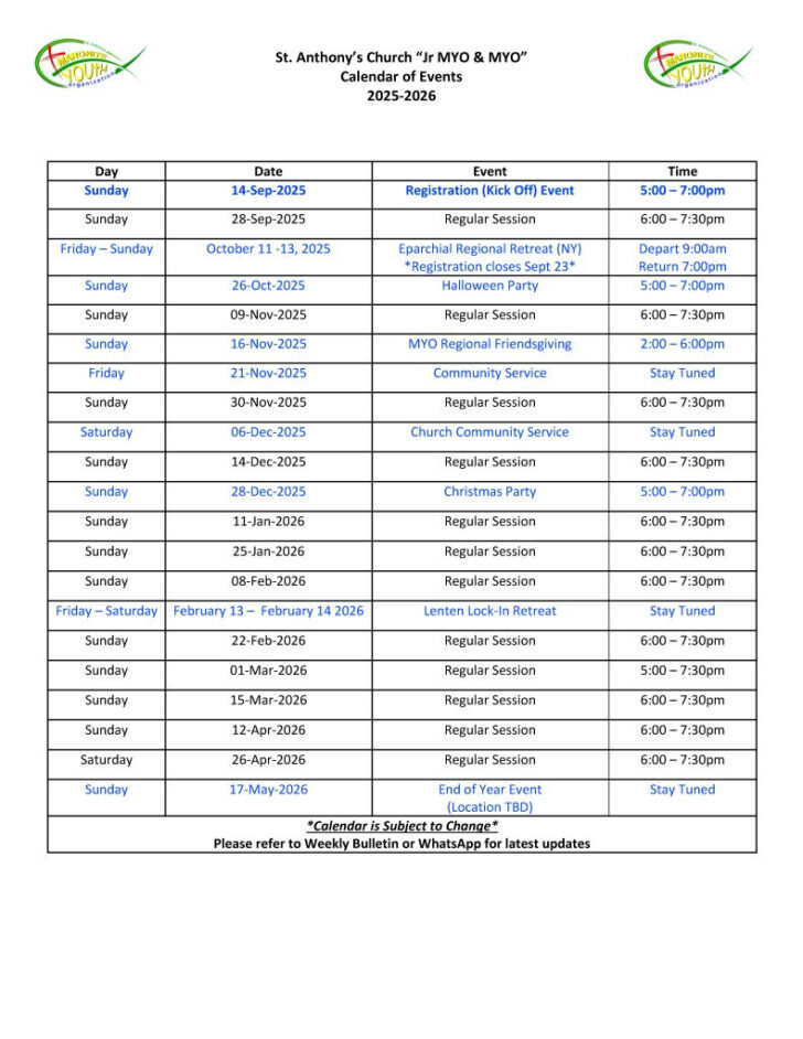 Maronite Liturgical Calendar 2026