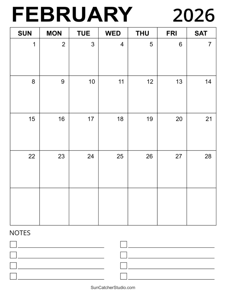 February 2026 Calendar Printable Free