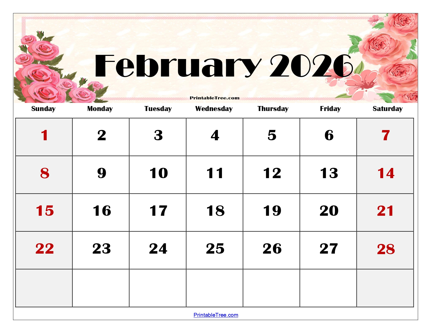 February 2026 Calendar Printable Pdf With Holidays Templates regarding February 2026 Calendar Printable With Holidays