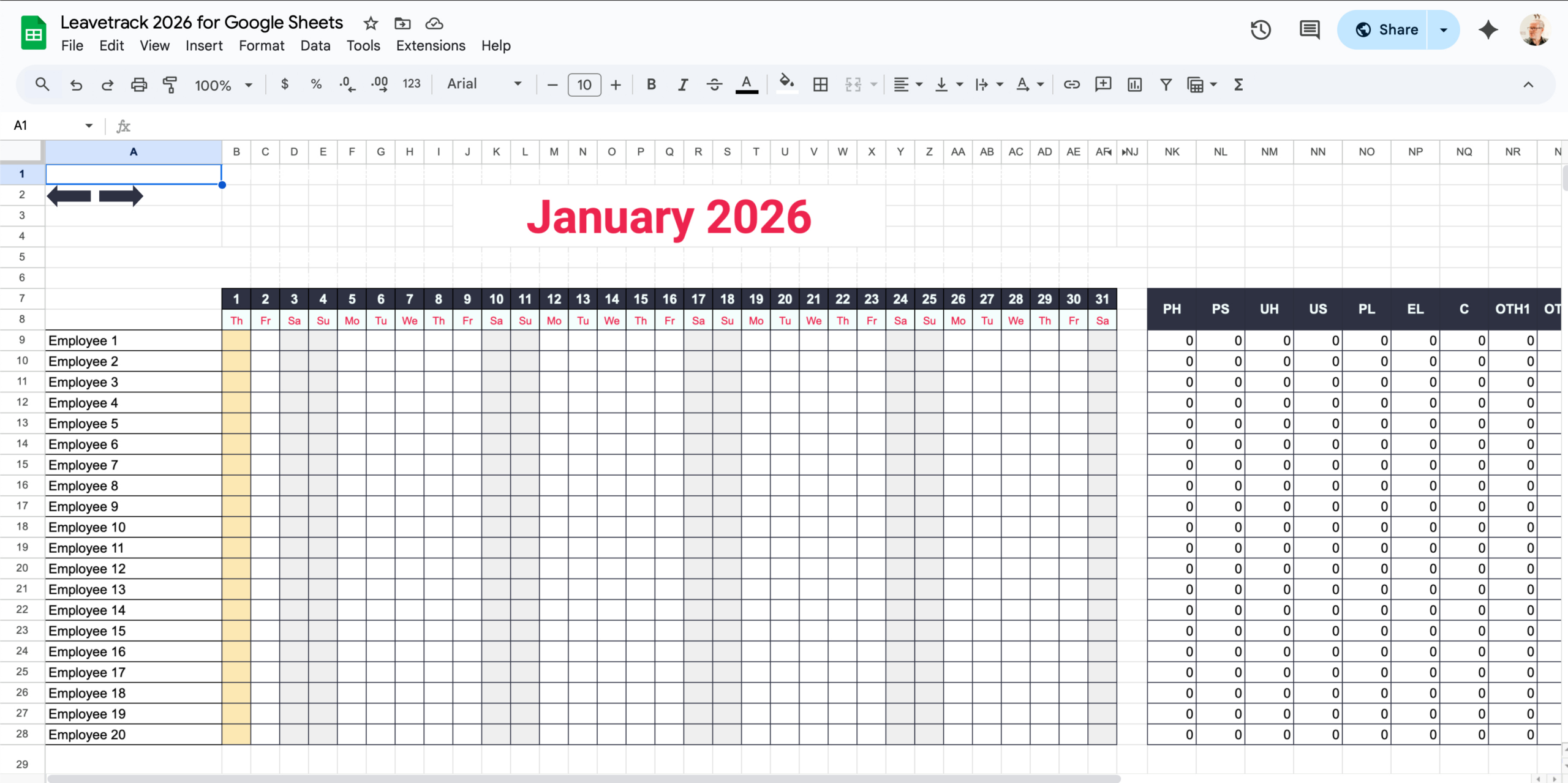 Free 2026 Excel And Google Sheets Holiday Planner - Employee Leave with regard to Absence Calendar 2026