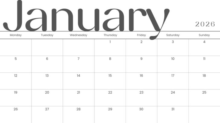 January 2026 Calendar Blank Printable January 2026 Calendar Blank Printable