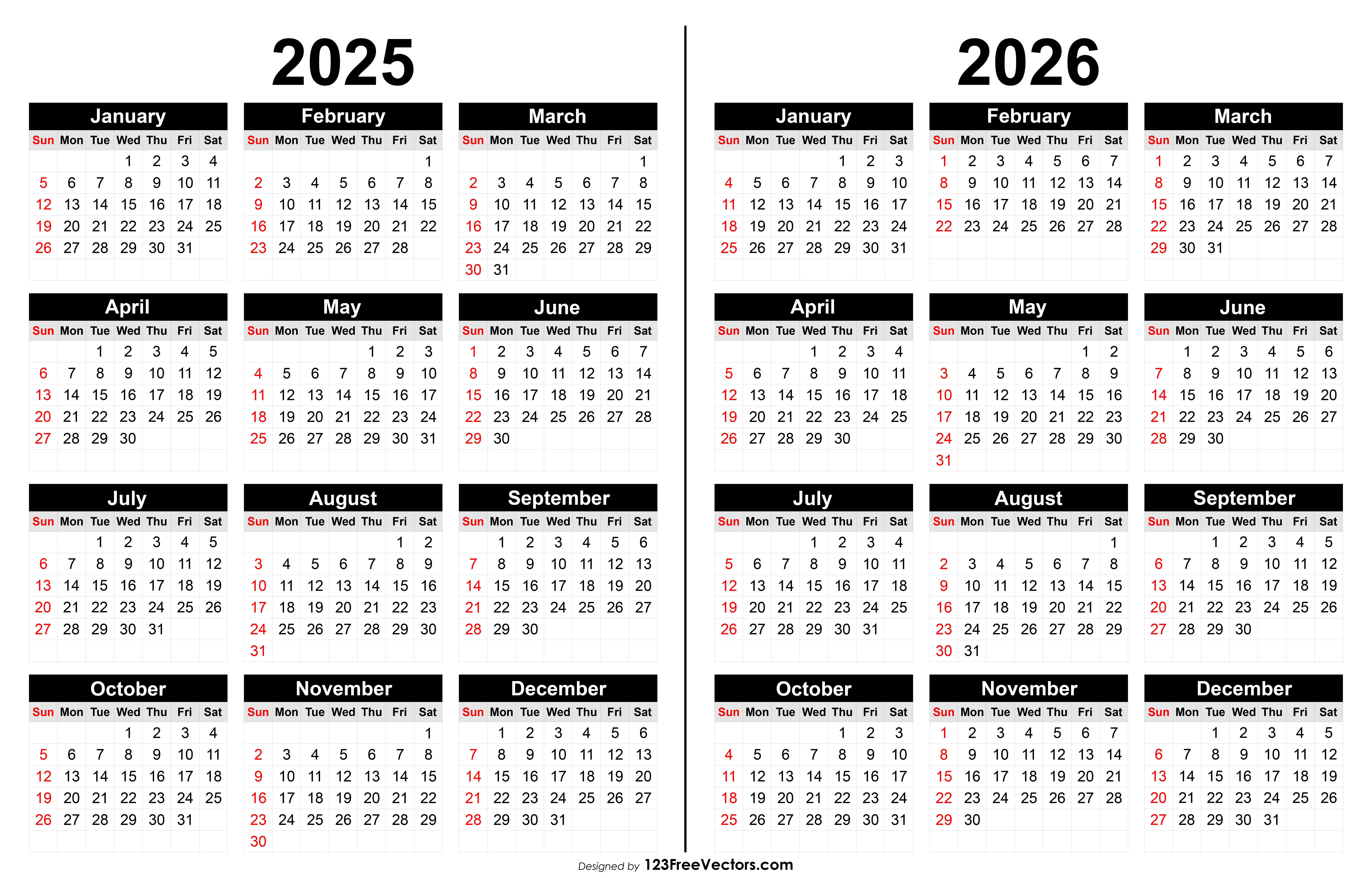 Free Download 2025 And 2026 Calendar Printable inside 2025 2026 Calendar Printable