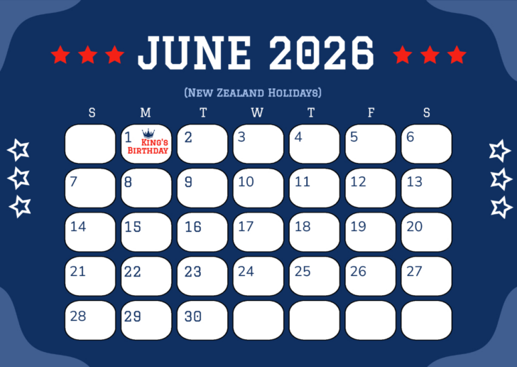 Printable Calendar 2026 New Zealand