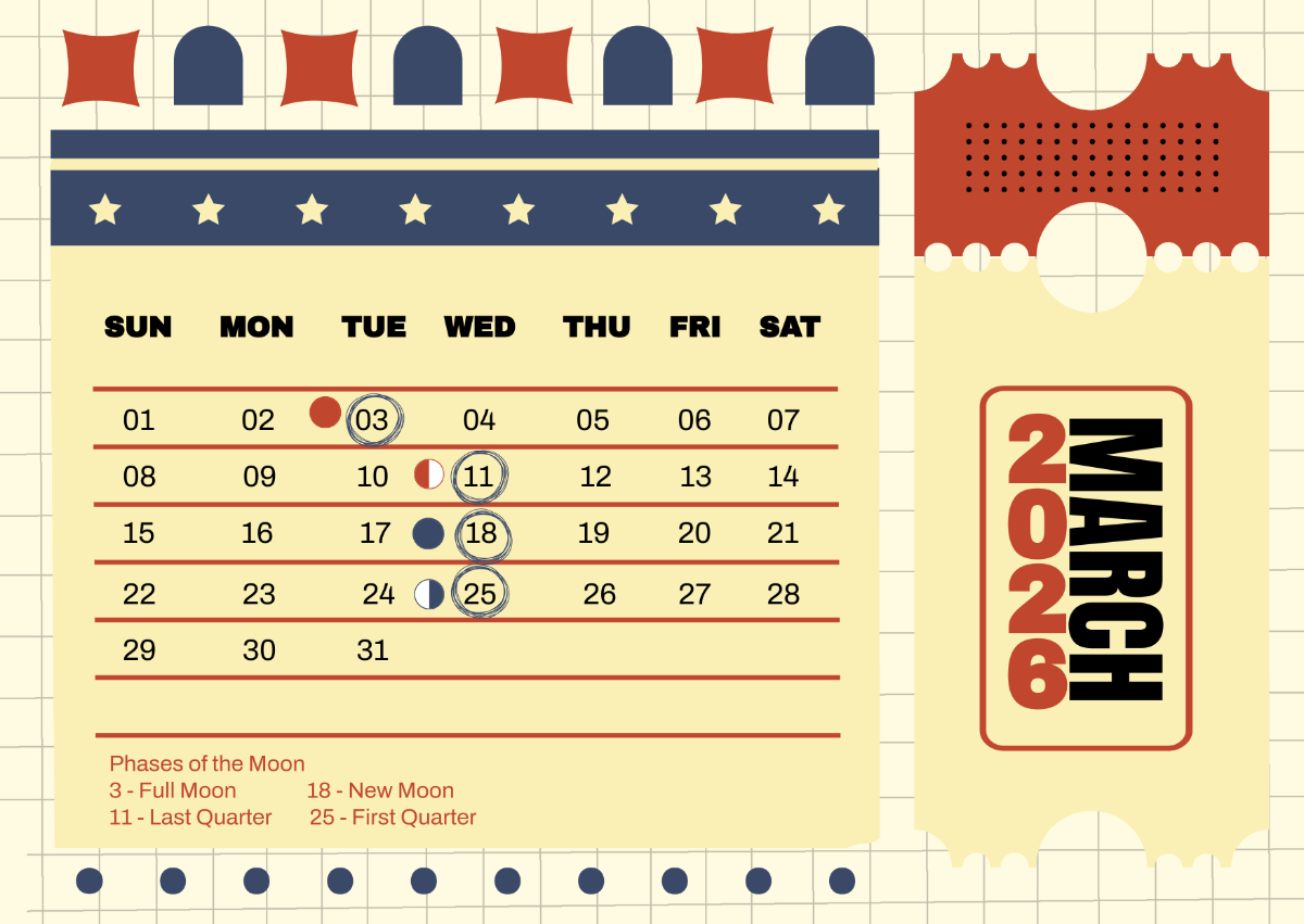 Free March 2026 Full Moon Calendar Template To Edit Online pertaining to Full Moon Calendar March 2026