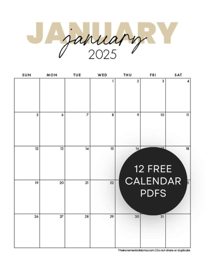 Free Printable 2025 Monthly Calendar (January - December Pdfs with regard to January To December 2025 Calendar Printable