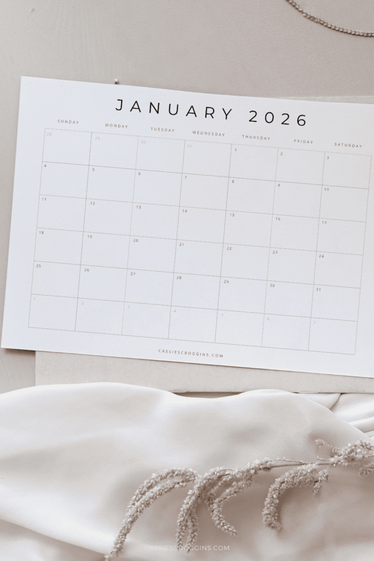 Free Monthly Calendar 2026 Printable by Month