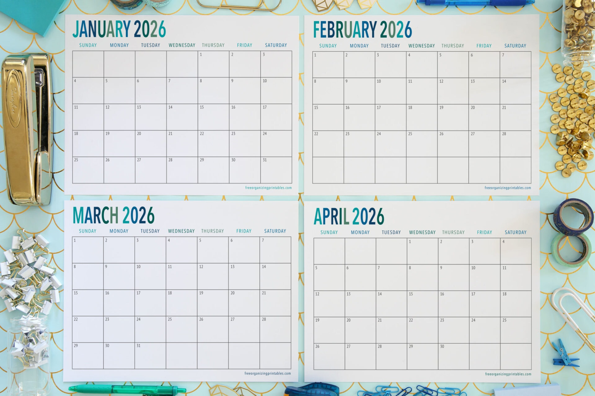 Free Printable Calendar 2026 | Free Organizing Printables pertaining to January To April 2026 Calendar Printable