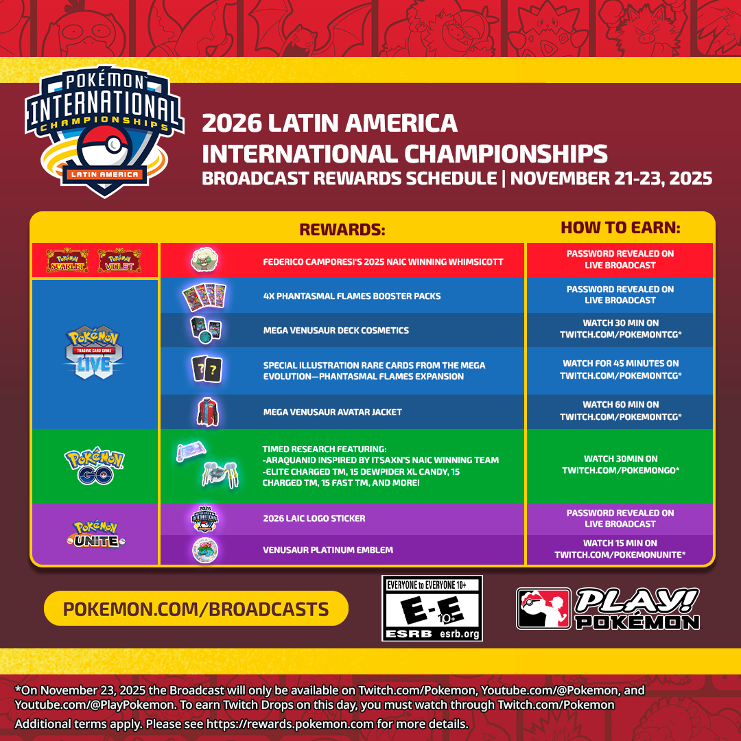 Get Rewards During The 2026 Latin America International with Pokemon Tcg 2026 Release Calendar