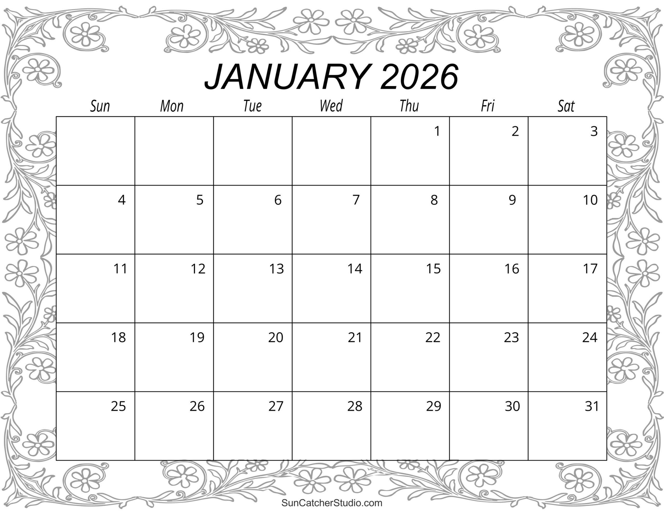 January 2026 Calendar (Free Printable) – Free Printables for Month Of January 2026 Printable Calendar
