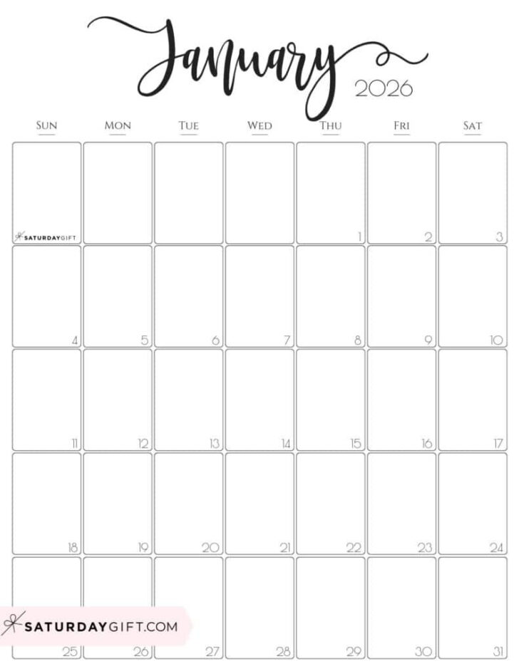 Free Printable Printable January 2026 Calendar