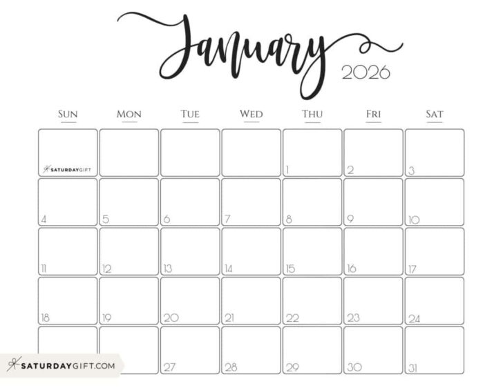 Free Printable Calendar 2026 January