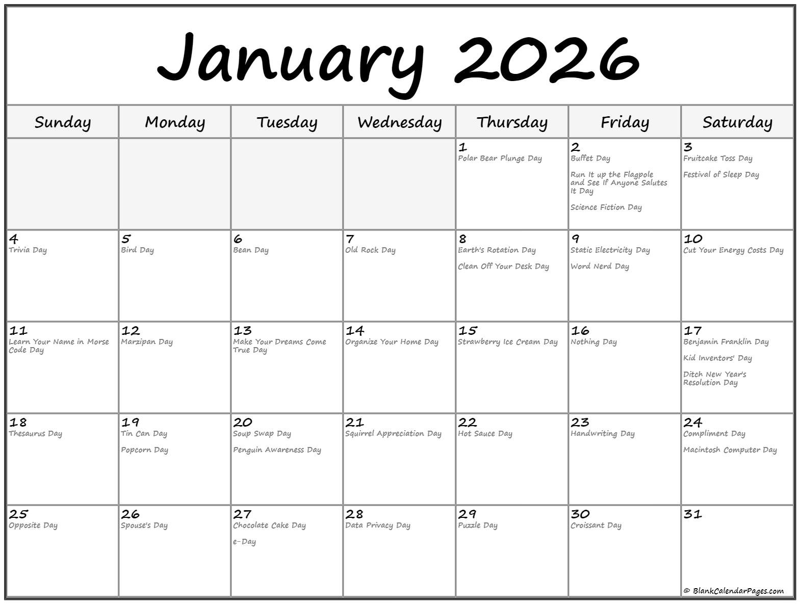 January 2026 With Holidays Calendar inside January 14 2026 National Day