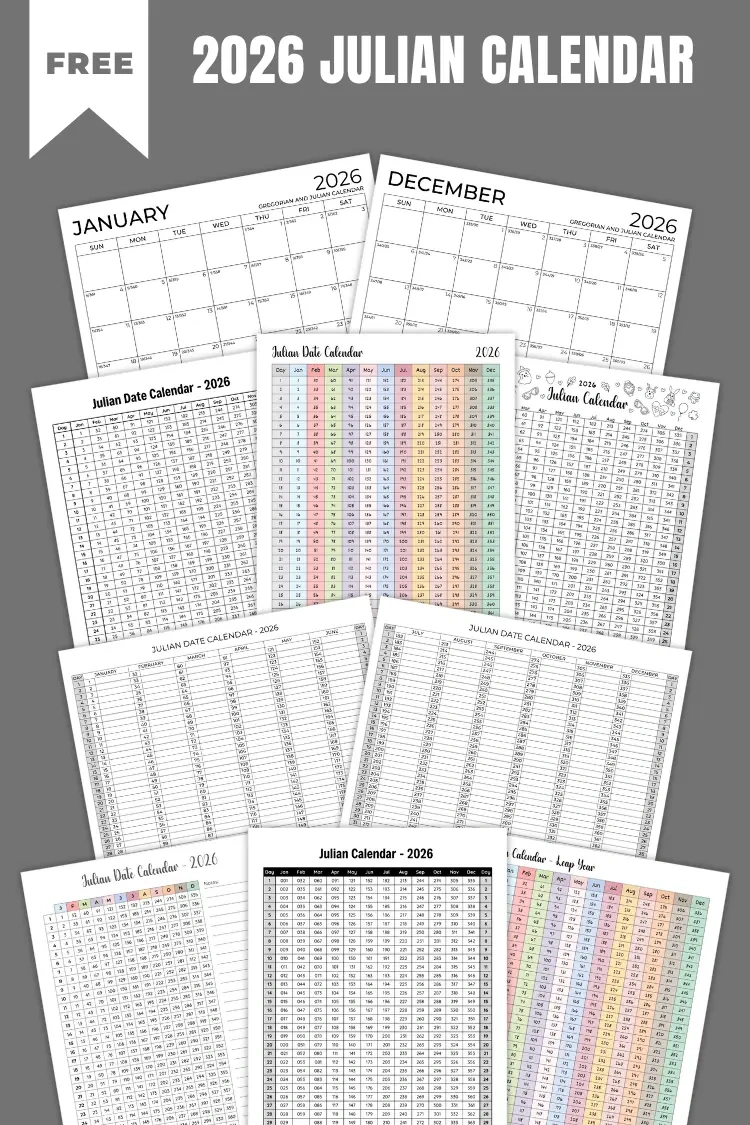 Julian Calendar 2026 | Free Pdf Printables throughout Free Printable Julian Calendar 2026
