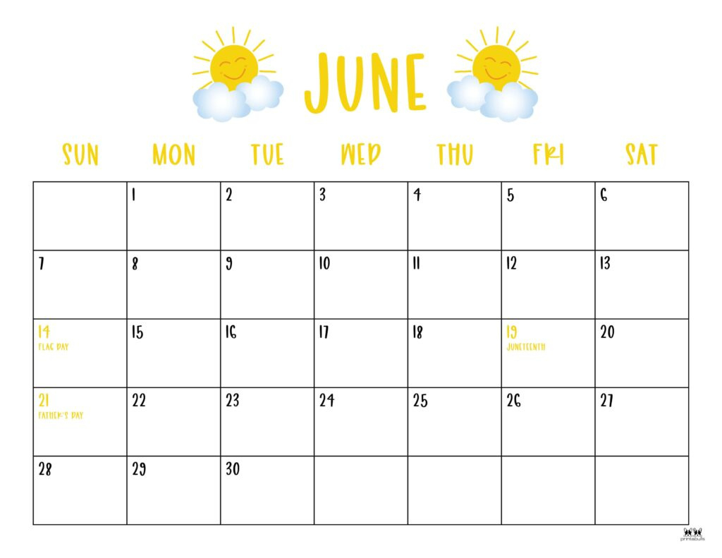 June 2026 Calendars - 123 Free Printables | Printabulls in June Calendar 2026 Printable