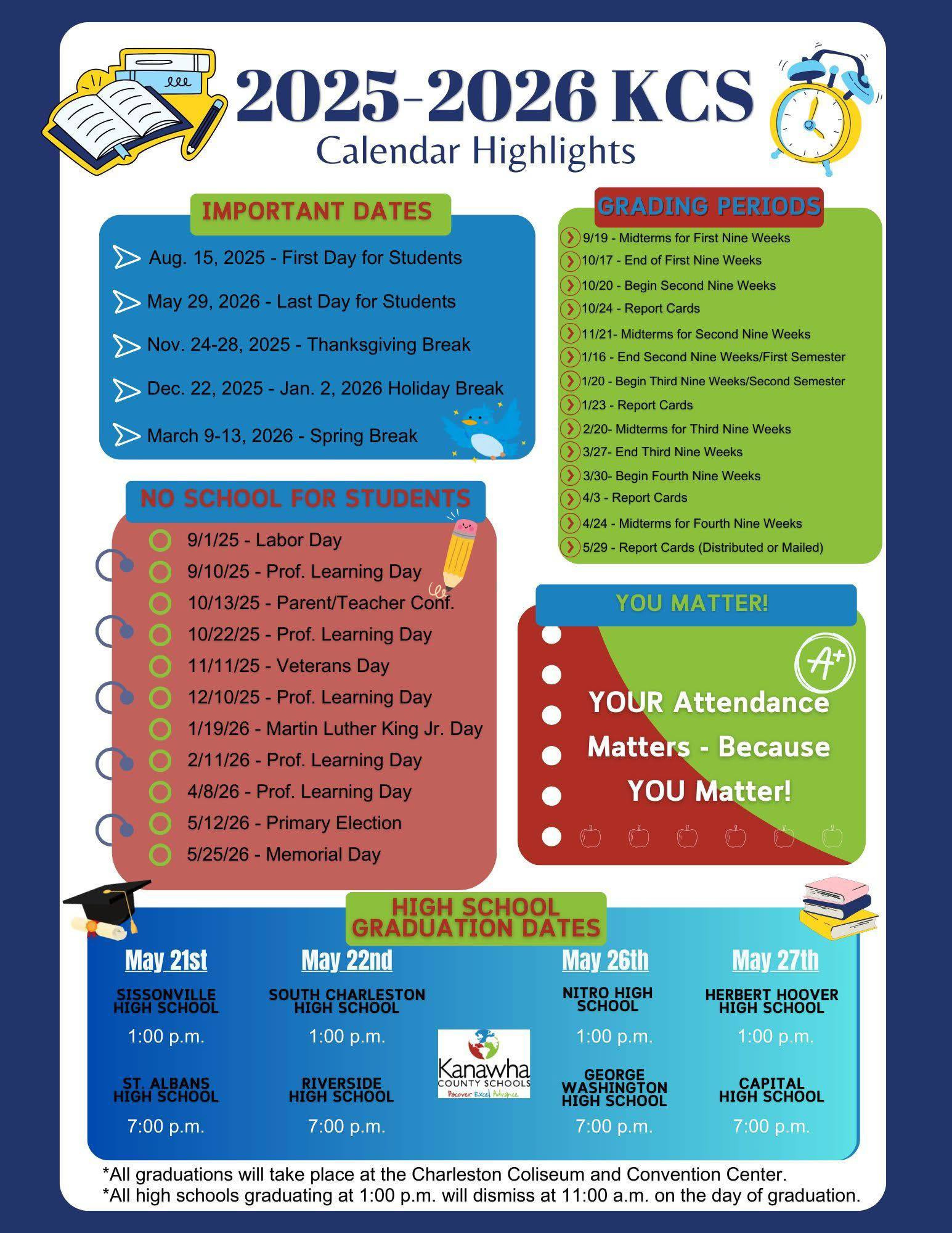 Kcs 2025-2026 Calendar Highlights | Kanawha City Elementary for Kcs 2026 - 2027 Calendar