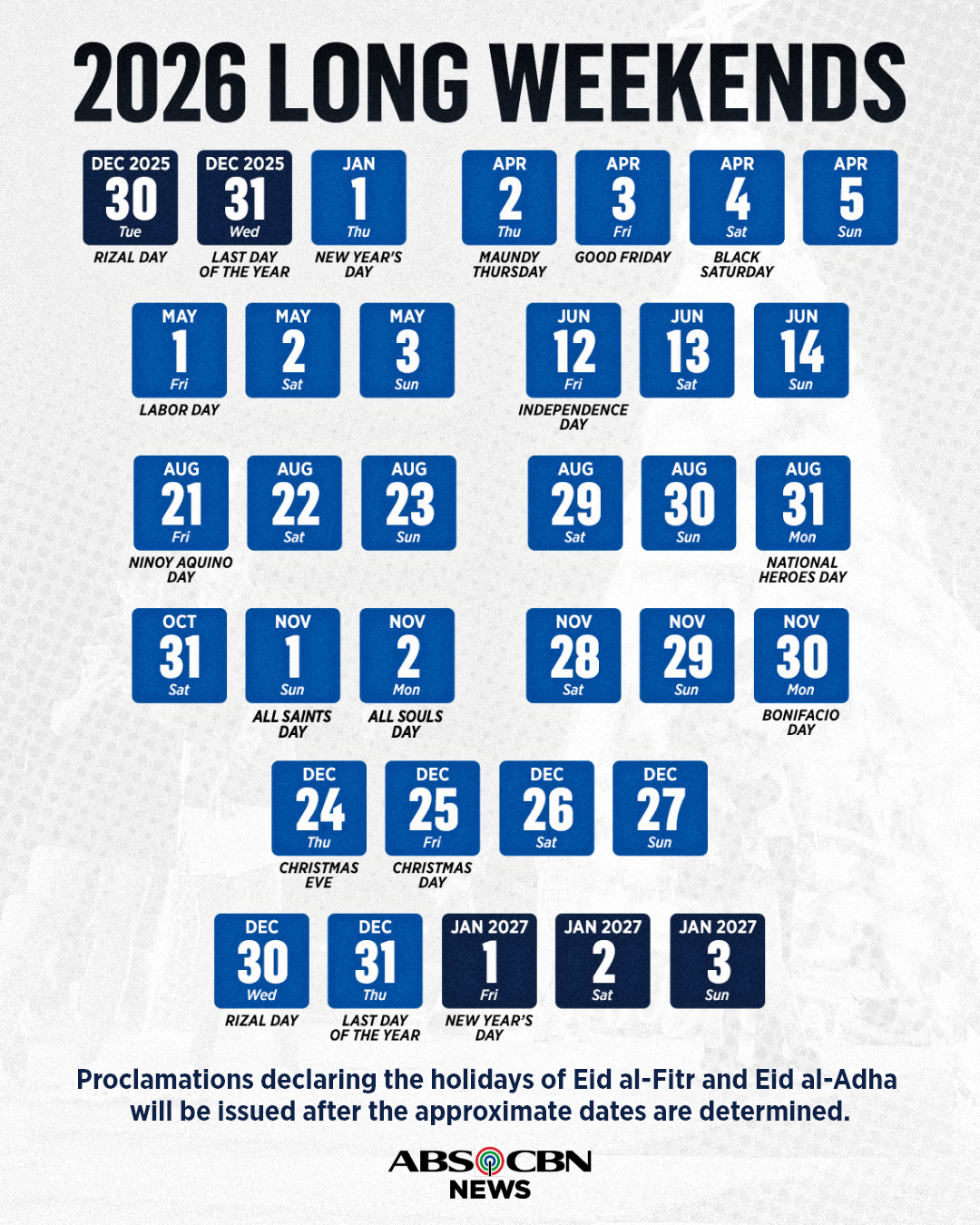 Look: 2026 Long Weekends : R/Phtravel regarding Number of Weekends in 2026