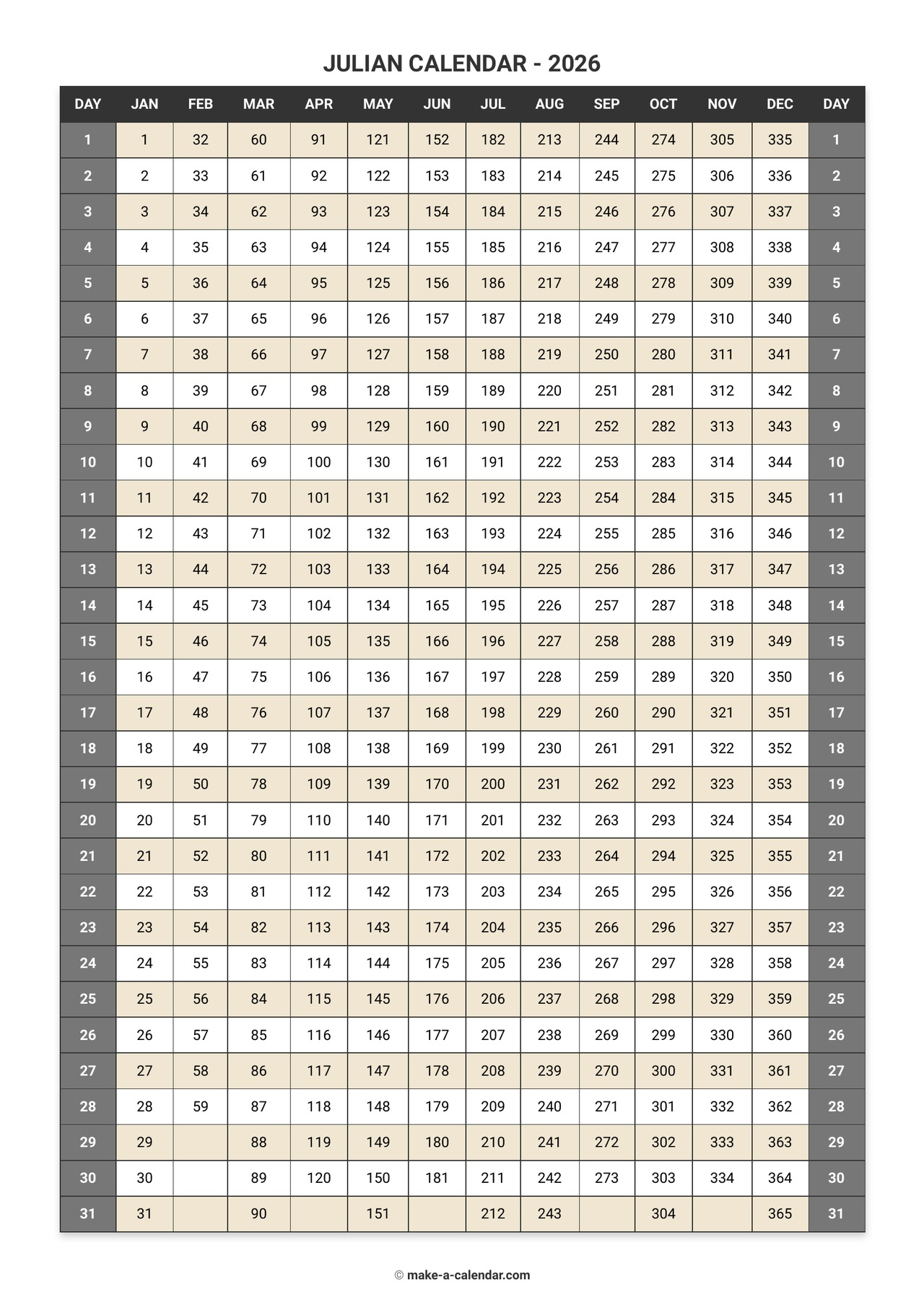 Make A Calendar | Linktree with regard to Julian Day Calendar 2026