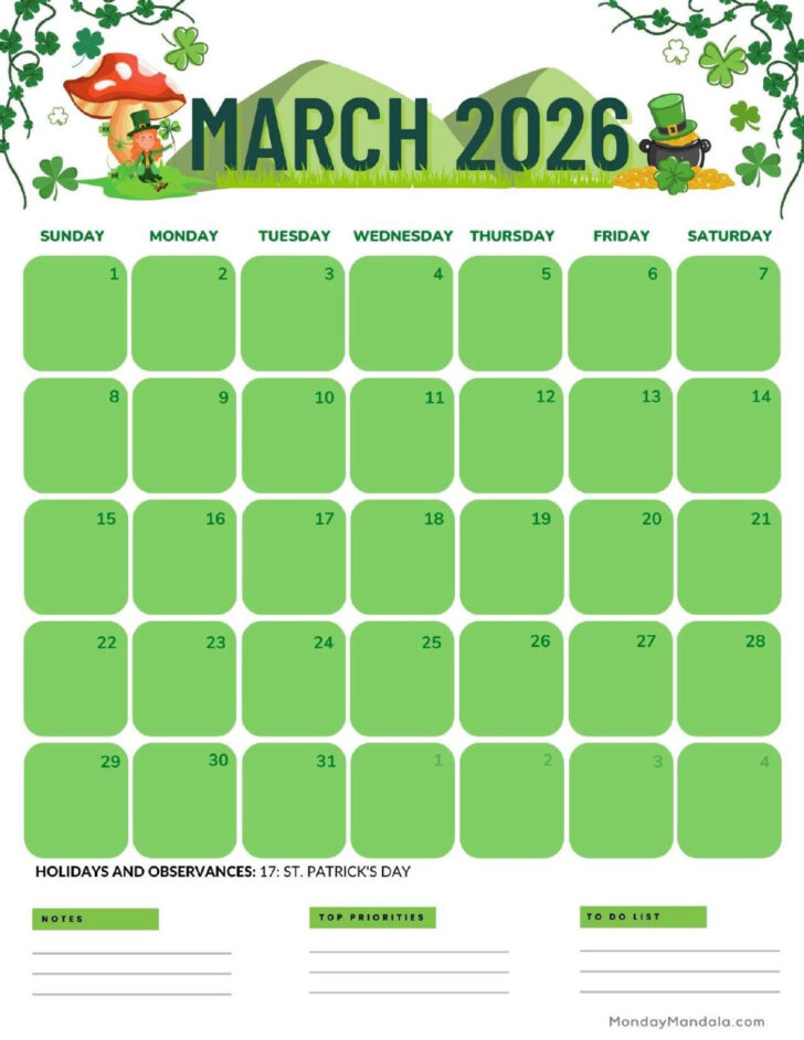 2026 Calendar Printable March