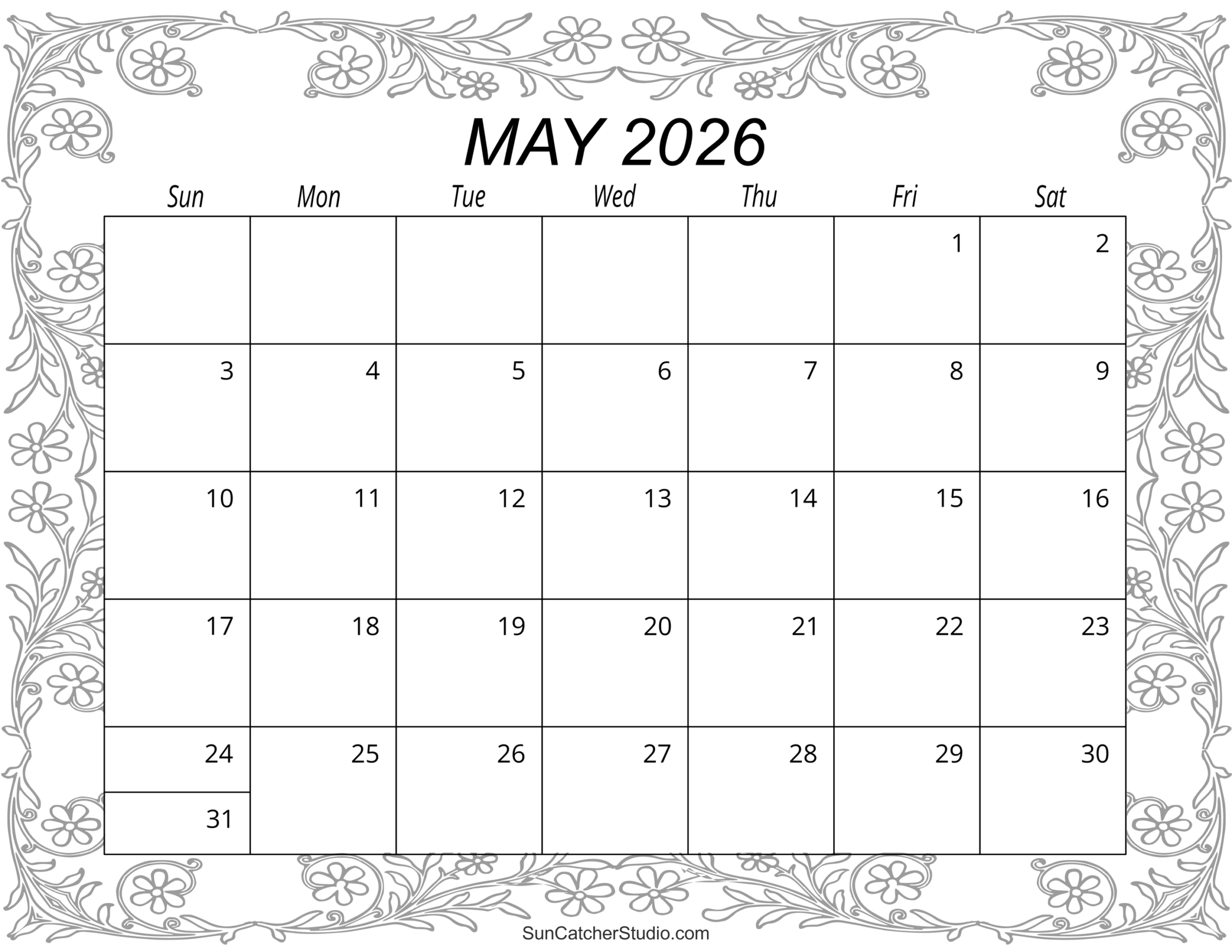 May 2026 Calendar (Free Printable) – Free Printables, Lettering throughout May 2026 Calendar Printable Free