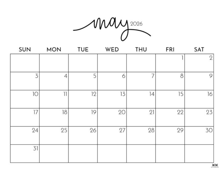 May 2026 Calendar Printable