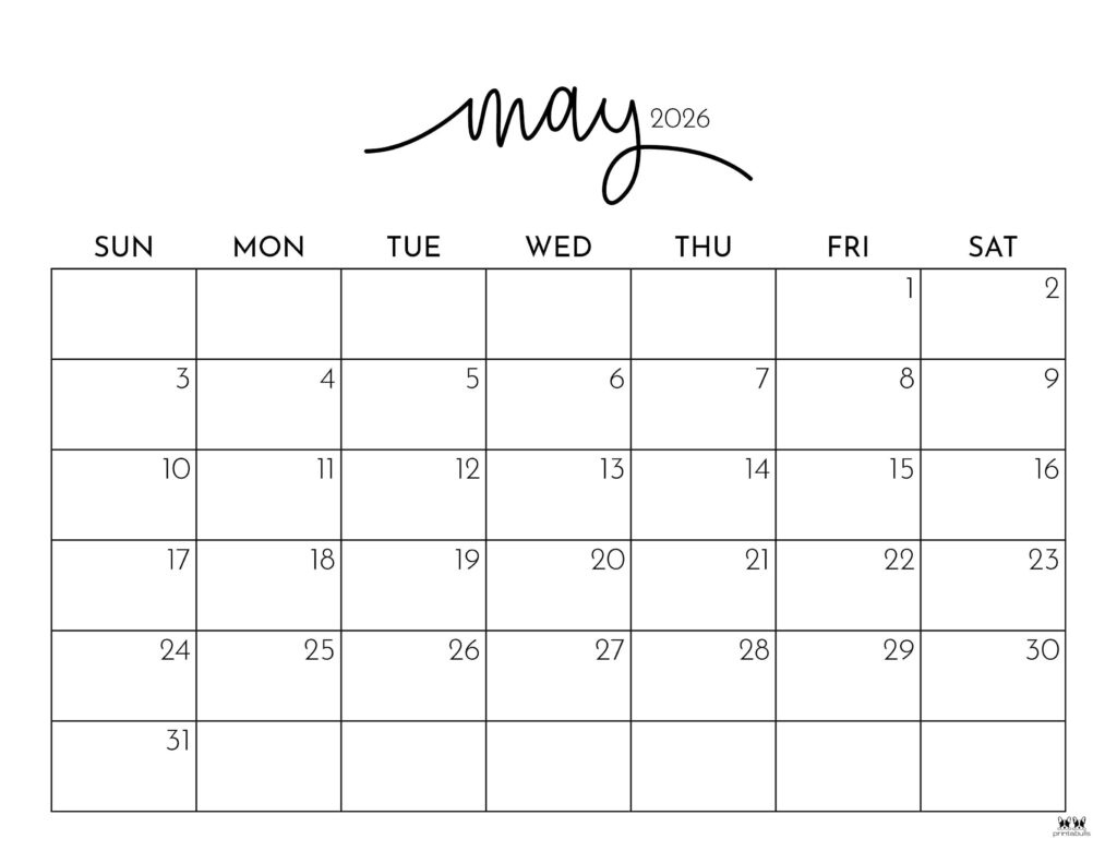 May 2026 Calendars - 123 Free Printables | Printabulls with regard to May 2026 Calendar Printable
