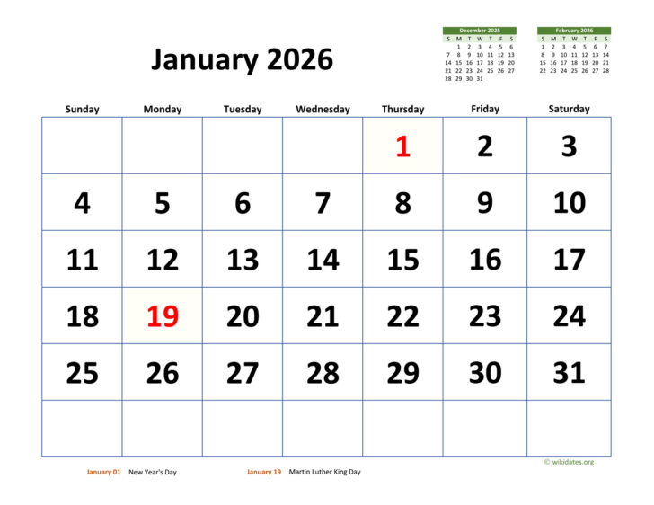 January 2026 Printable Calendar Wiki