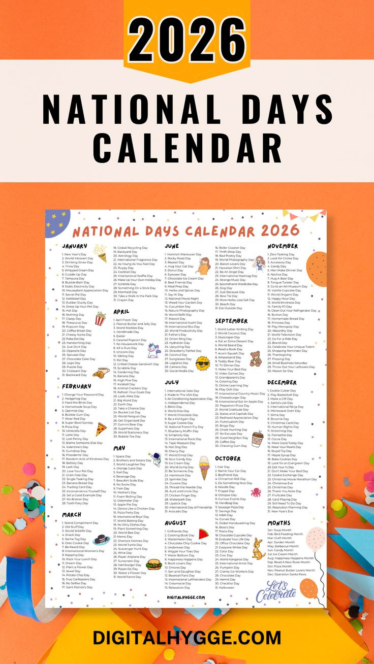 National Days Calendar 2026 Printable Pdf pertaining to January 14 2026 National Day