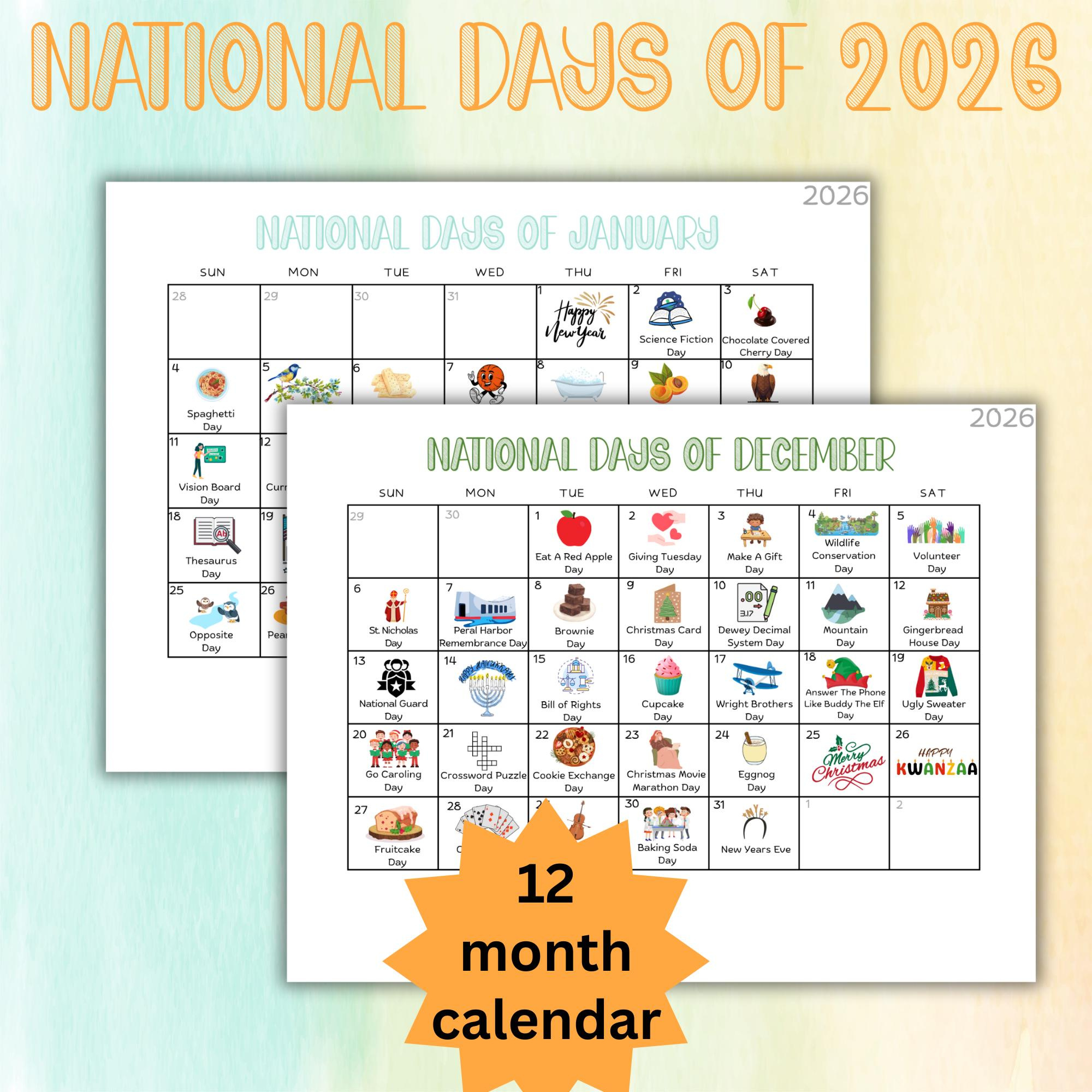 Nationale Tage Lehrmittel Vorschule Lehrer Kalender Klassenzimmer with National Day January 2026