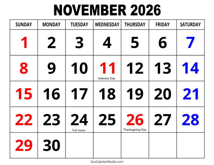 November 2026 Calendar Printable