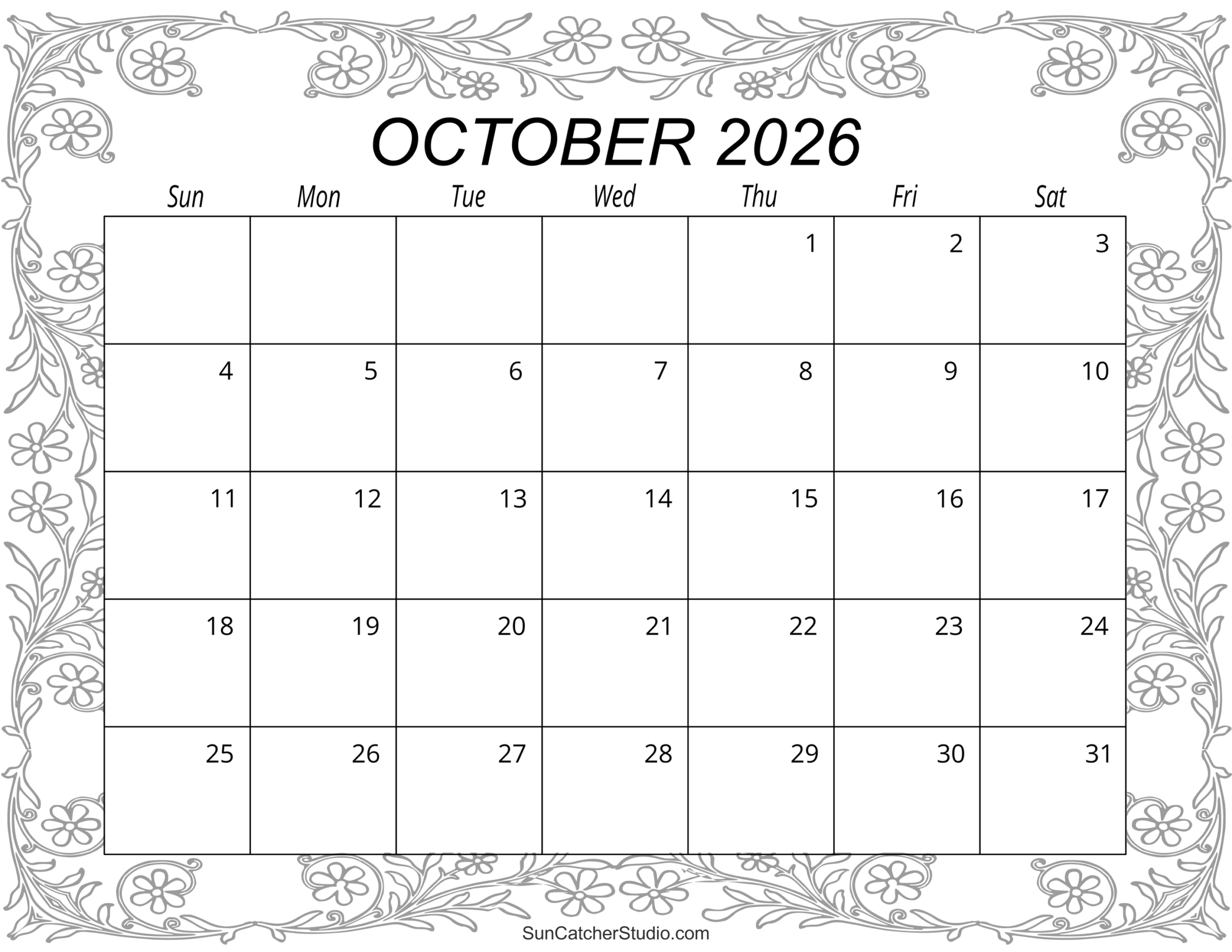 October 2026 Calendar (Free Printable) – Free Printables with regard to 2026 Calendar Printable October