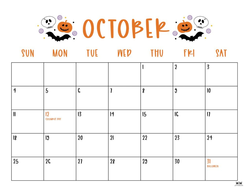 October 2026 Calendars - 123 Free Printables | Printabulls in 2026 Calendar Printable October