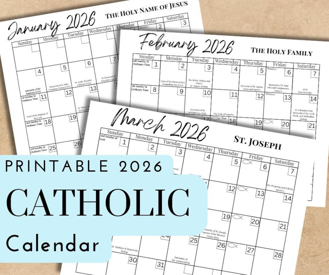 Printable 2026 Catholic Calendar | Liturgical Planner With Feast inside Catholic Calendar 2026 Calendar Printable