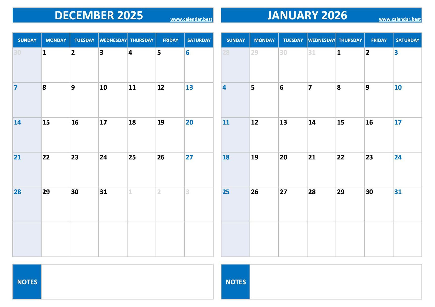 Printable December 2025 And January 2026 Calendar - Free Pdf &amp;amp; Jpg regarding Printable December 2025 January 2026 Calendar