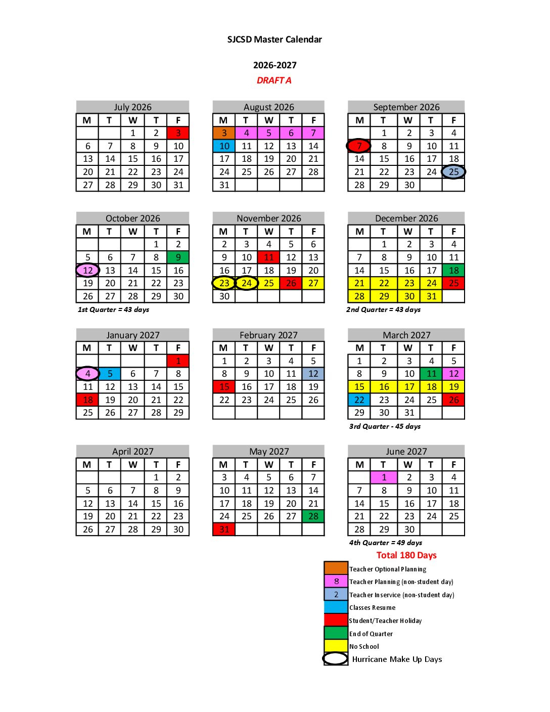 Proposed Calendars 2026-2028 – St. Johns County School District intended for Hhh School Calendar 2026 - 2027