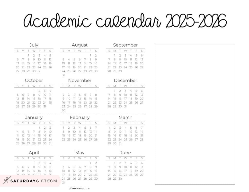 School Year Calendar Printables - 17 Academic Calendars 2025-2026 intended for 2025 2026 School Year Calendar Printable Free