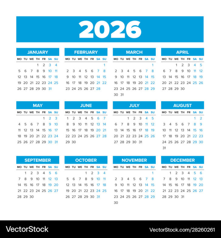 2026 Calendar Printable Monday Start
