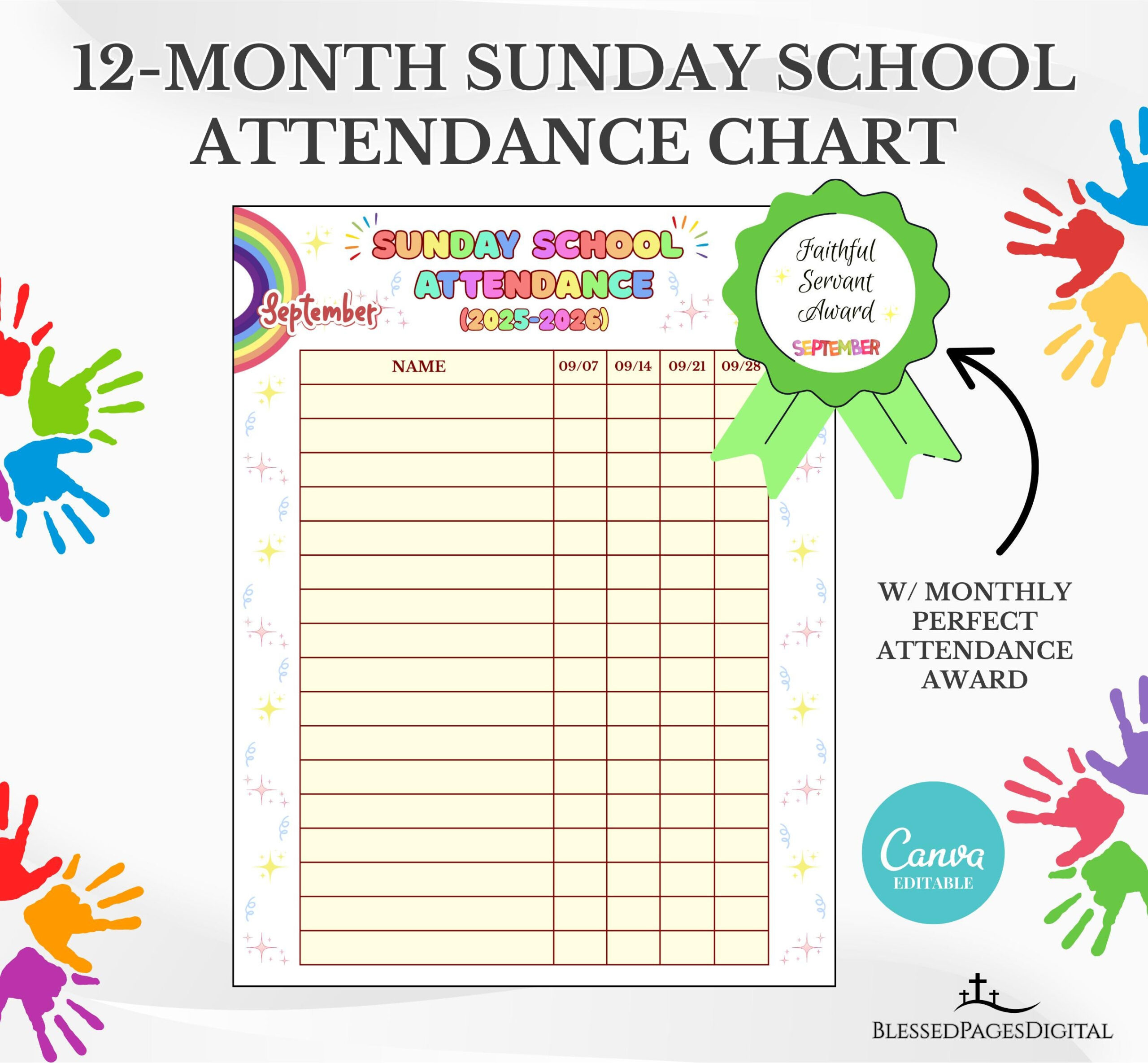 Sunday School Attendance Sheet Template - Etsy Hong Kong throughout Sunday School Attendance 2026
