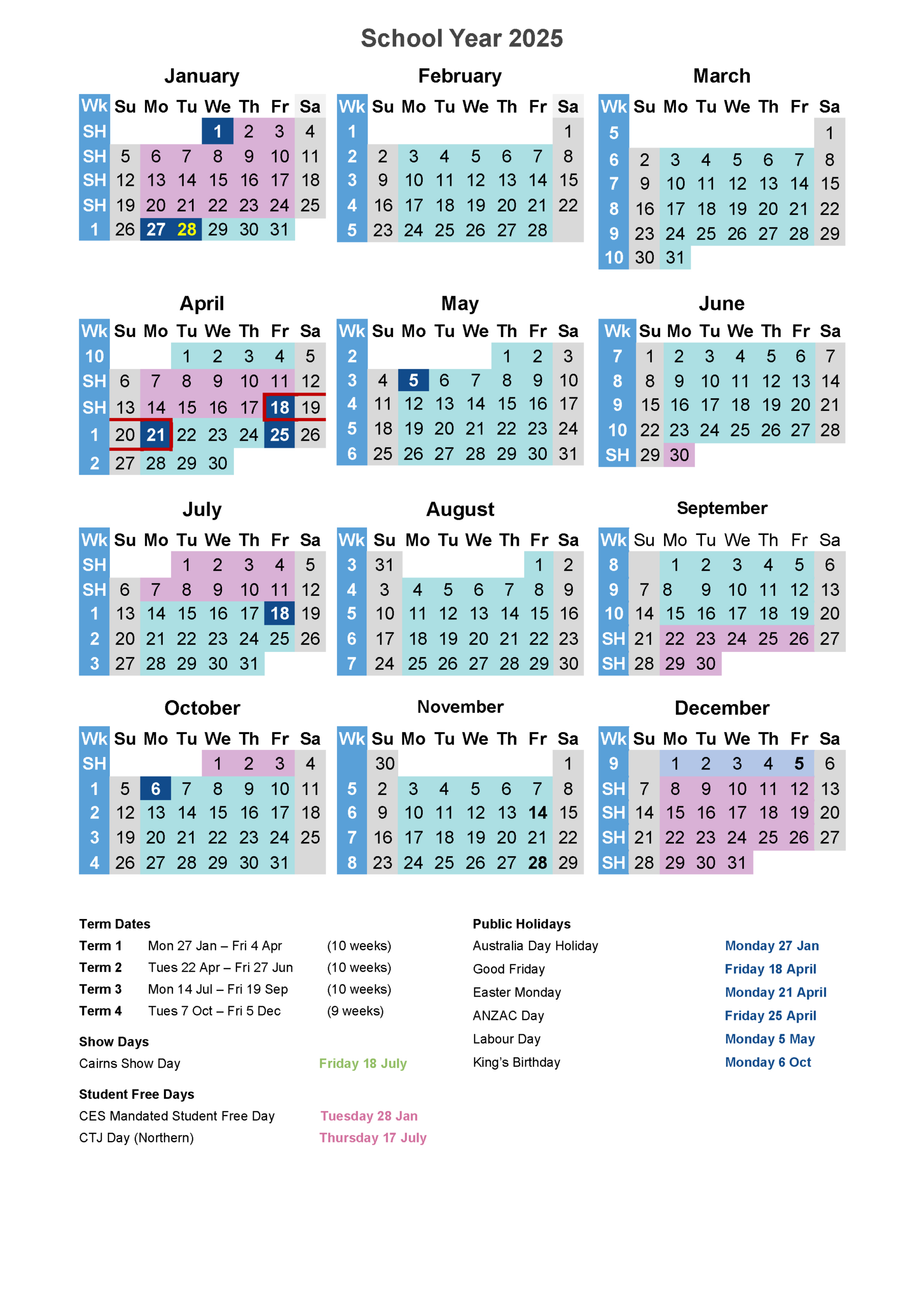 Term Calendar | St Michael&amp;#039;S School Gordonvale within 2026 Catholic School Calendar Qld