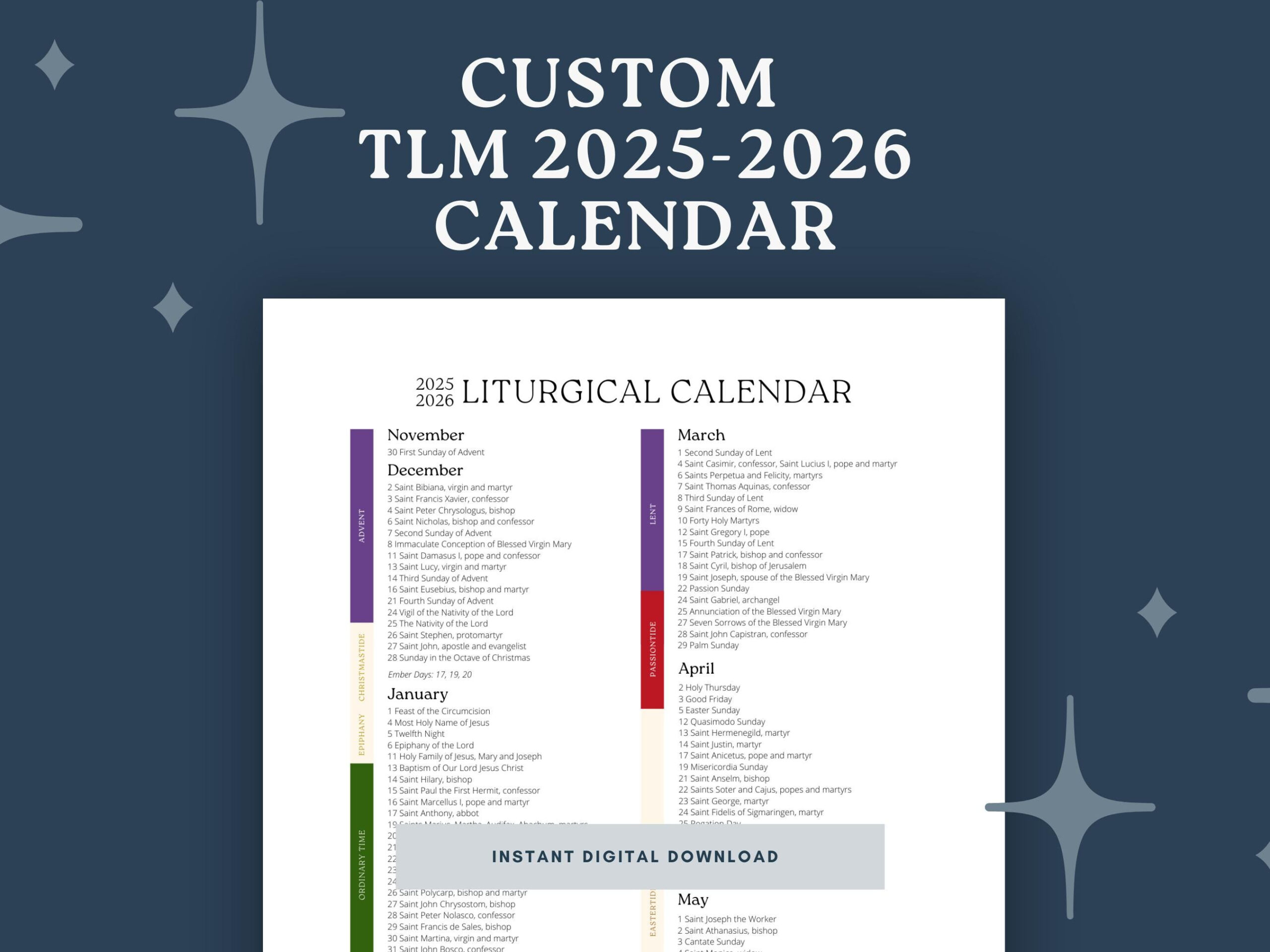 Traditional Latin Mass For 2025-2026 Liturgical Calendar | Custom intended for Liturgical Calendar 2026 Usccb